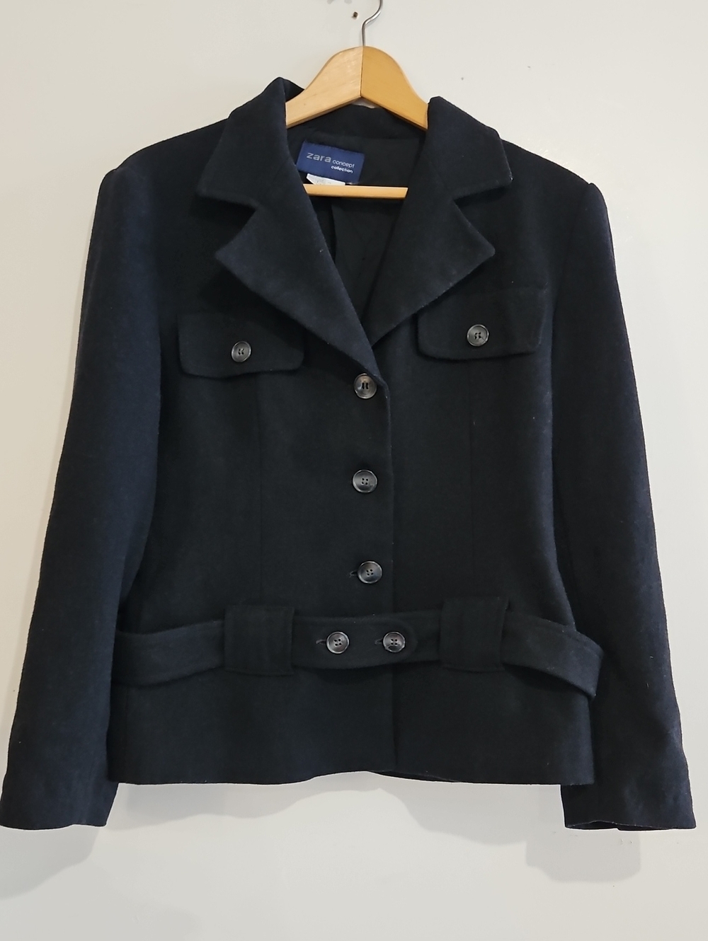 Zara Black Tailored Button-Front Blazer Jacket